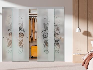 4 Panel Frameless Closet Glass Sliding Bypass Door Fsg4-1570