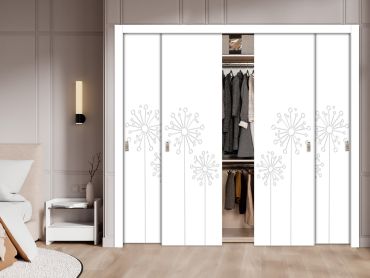 4 Leaf Bypass Sliding Closet Door With Modern Engraved Design 4SCD - 2241
