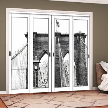 4 Leaf Handcrafted Bypass Sliding Closet Door Digital Printing HSSB- 2067