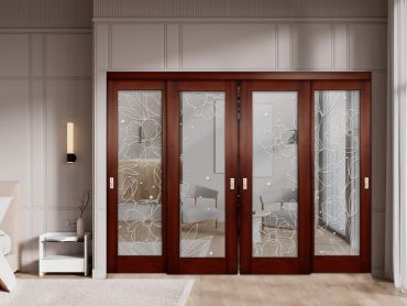 4 Leaf Premium Line Bypass Sliding Closet Door with Mirror Insert & Frosted Design SCD-1637