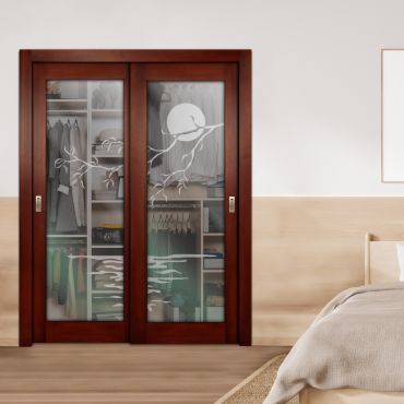 2 Leaf Premium Line Bypass Sliding Closet Door with Hardware & Frosted SD - 1649