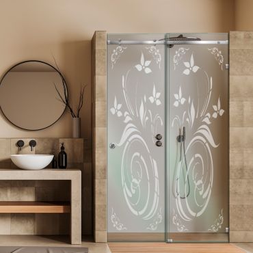 Frameless Sliding Glass Shower Door with Frosted Design FSGS - 2264