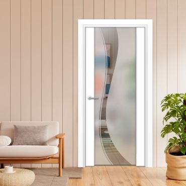 Solid Wood Hinged Door with Glass Insert HWDI-1842