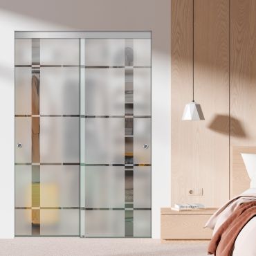 Frameless 2 Leaf Sliding Closet Bypass Glass Door with Hardware CGD - 1511