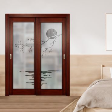 2 Leaf Premium Line Bypass Sliding Closet Door with Hardware & Frosted SD - 1649