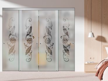 4 Panel Frameless Closet Glass Sliding Bypass Door Fsg4-1570