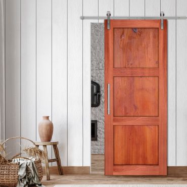 Wire Brushed Pattern Wood Vertical Line Sliding Barn Door WD - 1473