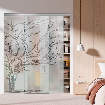 3 Panel Frameless Closet Glass Sliding Bypass Door Fsg3-1542