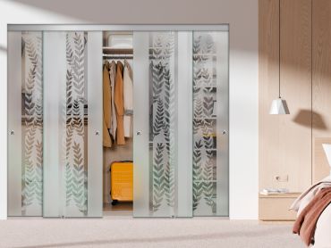 4 Panel Frameless Closet Glass Sliding Bypass Door Fsg4-1571