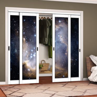 4 Leaf Handcrafted Bypass Sliding Closet Door Digital Printing HSSB- 2068