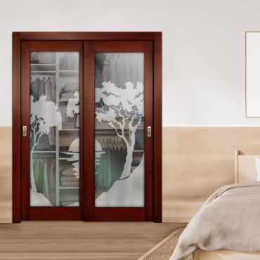 2 Leaf Premium Line Bypass Sliding Closet Door with Hardware & Frosted SD - 1650