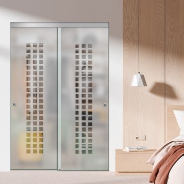 Frameless 2 Leaf Sliding Closet Bypass Glass Door with Hardware CGD - 1512