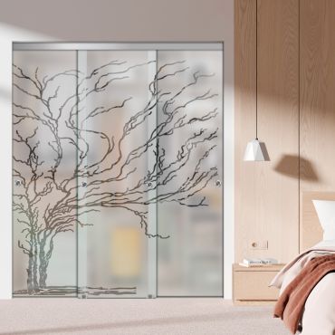 3 Panel Frameless Closet Glass Sliding Bypass Door Fsg3-1542