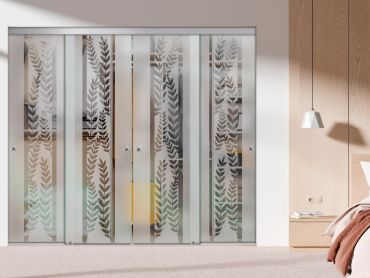 4 Panel Frameless Closet Glass Sliding Bypass Door Fsg4-1571