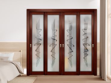 4 Leaf Premium Line Bypass Sliding Closet Door with Glass Insert & Frosted Design PBSW-1715