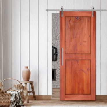 Wire Brushed Pattern Wood Vertical Line Sliding Barn Door WD - 1474