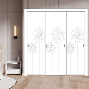  3 Leaf Bypass Sliding Closet Door With Modern Engraved Design 3SCD - 2210