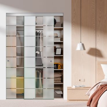 Frameless 2 Leaf Sliding Closet Bypass Glass Door with Hardware CGD - 1513