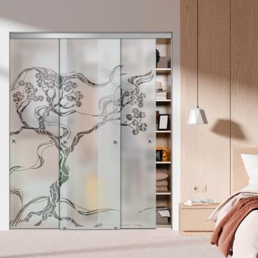 3 Panel Frameless Closet Glass Sliding Bypass Door Fsg3-1543