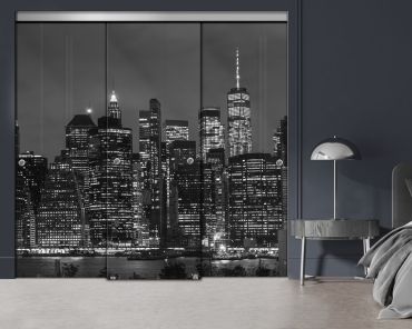 3 Panel Frameless Closet Glass Sliding Digital Printing Bypass Door FSG3-2165