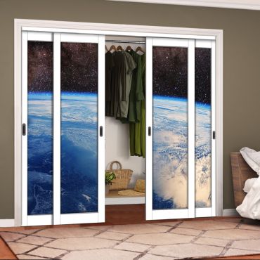 4 Leaf Handcrafted Bypass Sliding Closet Door Digital Printing HSSB- 2069