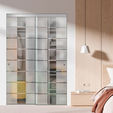 Frameless 2 Leaf Sliding Closet Bypass Glass Door with Hardware CGD - 1513
