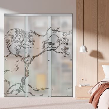 3 Panel Frameless Closet Glass Sliding Bypass Door Fsg3-1543