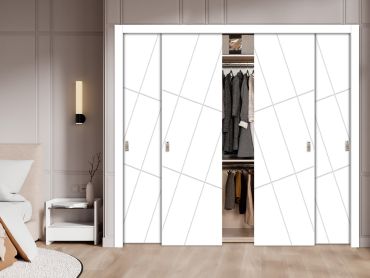 4 Leaf Bypass Sliding Closet Door With Modern Engraved Design 4SCD - 2244