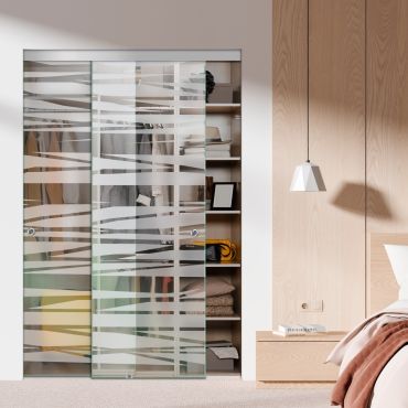 Frameless 2 Leaf Sliding Closet Bypass Glass Door with Hardware CGD - 1514