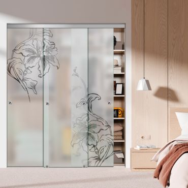 3 Panel Frameless Closet Glass Sliding Bypass Door Fsg3-1544