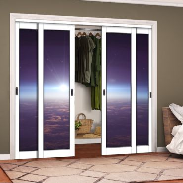4 Leaf Handcrafted Bypass Sliding Closet Door Digital Printing HSSB- 2070