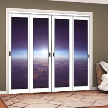 4 Leaf Handcrafted Bypass Sliding Closet Door Digital Printing HSSB- 2070