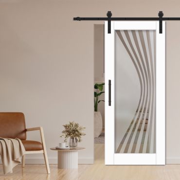 1 Lite Sliding Barn Door with Glass Insert WGD - 1314