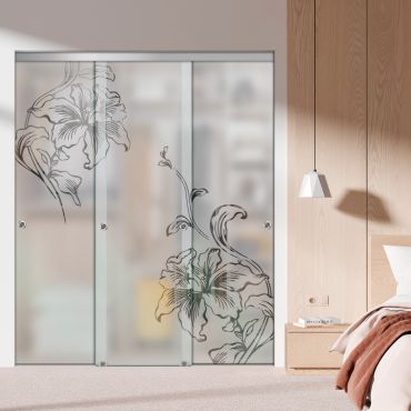 3 Panel Frameless Closet Glass Sliding Bypass Door Fsg3-1544