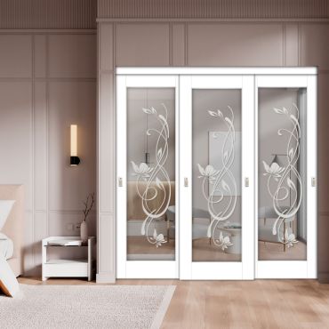 3 Leaf Premium Line Bypass Sliding Closet Door with Mirror Insert SD-1621