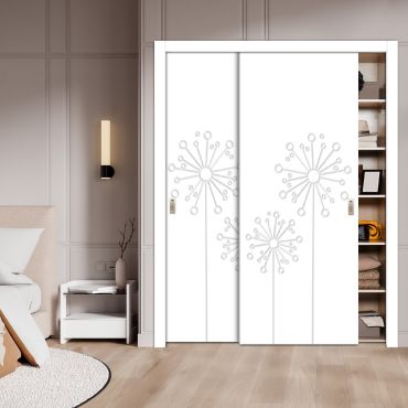2 Leaf Handcrafted Bypass Sliding Wooden Closet Door HSSB-2030