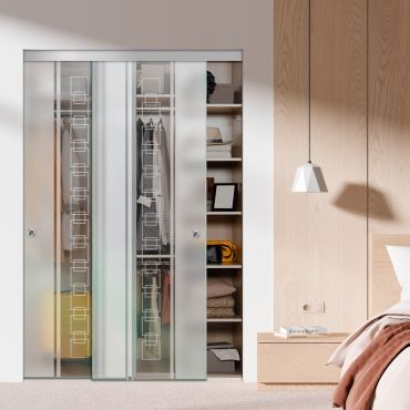 Frameless 2 Leaf Sliding Closet Bypass Glass Door with Hardware CGD - 1515