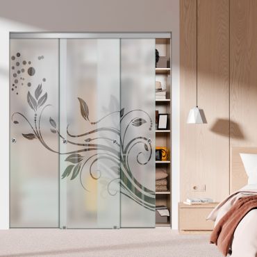 3 Panel Frameless Closet Glass Sliding Bypass Door Fsg3-1545