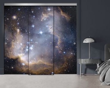 3 Panel Frameless Closet Glass Sliding Digital Printing Bypass Door FSG3-2167