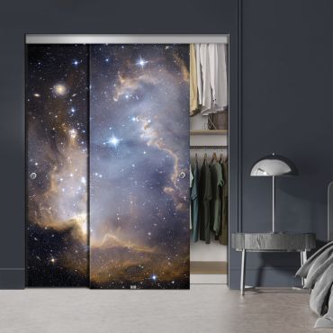 Frameless 2 Leaf Sliding Closet Bypass Digital Printing Glass Door with Hardware CGD - 2142