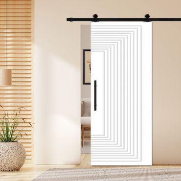 Flush Sliding Barn Door with CNC Engraving CCD-1257