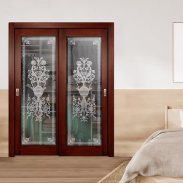 2 Leaf Premium Line Bypass Sliding Closet Door with Hardware & Frosted SD - 1653