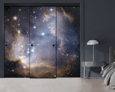 3 Panel Frameless Closet Glass Sliding Digital Printing Bypass Door FSG3-2167