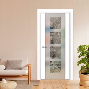 Solid Wood Hinged Door with Glass Insert HWDI-1846