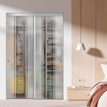 Frameless 2 Leaf Sliding Closet Bypass Glass Door with Hardware CGD - 1515