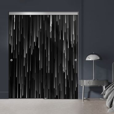 Frameless 2 Leaf Sliding Closet Bypass Digital Printing Glass Door with Hardware CGD - 2143