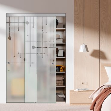 Frameless 2 Leaf Sliding Closet Bypass Glass Door with Hardware CGD - 1516