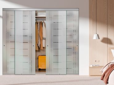 4 Panel Frameless Closet Glass Sliding Bypass Door Fsg4-1575