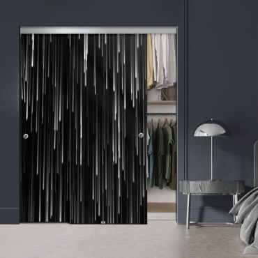 Frameless 2 Leaf Sliding Closet Bypass Digital Printing Glass Door with Hardware CGD - 2143