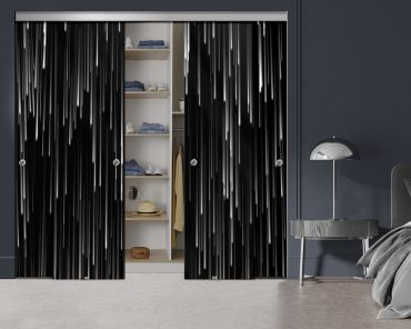 4 Panel Frameless Closet Glass Sliding Bypass Door With Digital Printing FSG4 - 2193